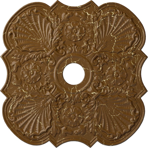 Ekena Millwork Flower Ceiling Medallion (Canopies up to 6 1/4"), 29"OD x 3 5/8"ID x 1 3/8"P, Smokey Topaz Crackle CM29FWSTC - main